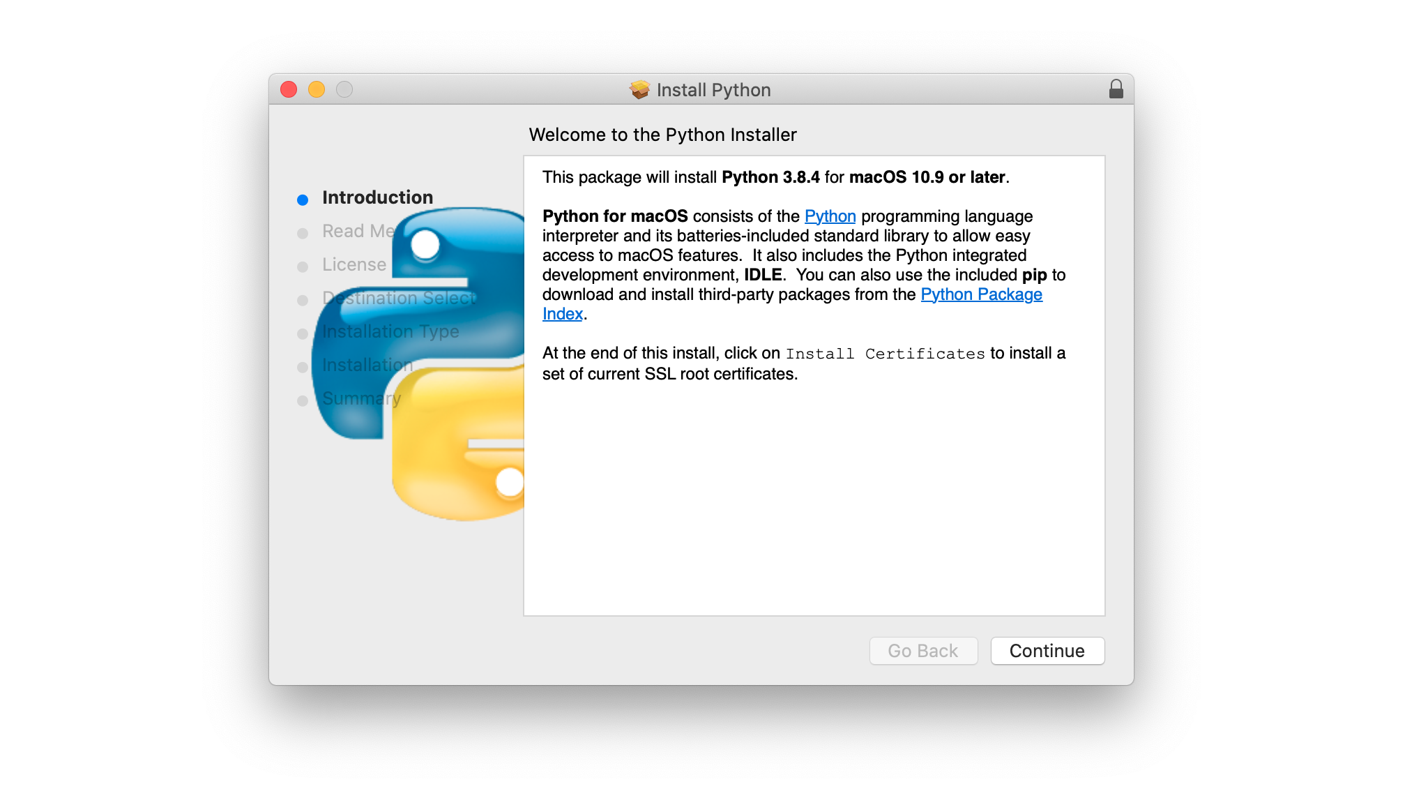 install with pip for mac
